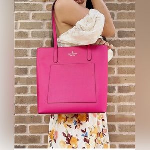 Kate Spade Saffiano PVC Pale Hydra Daily tote bag with front pocket